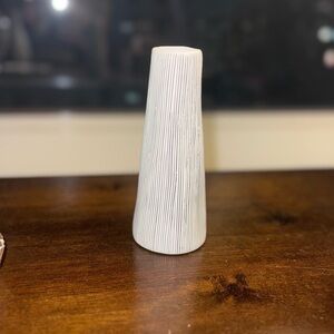 Nautical Ceramic White and Blue Striped Bud Vase